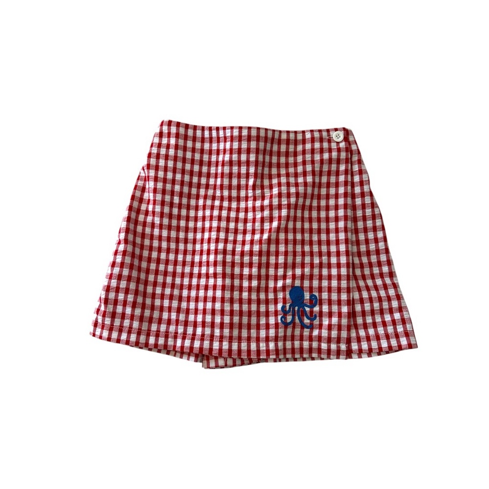 Vintage Kelly’s Kids Red & White Gingham Skort With Octopus Embro…